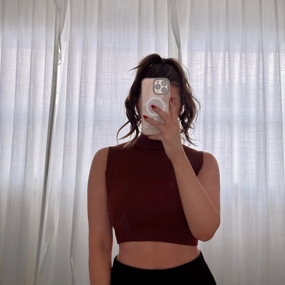 Superdown Rusty Brown Knit Turtleneck Tank